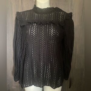 Madewell Black Eyelet Top 100%Cotton.